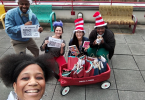 Staff passing out books