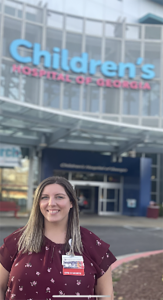 Woman standing in front of Children's Hospital