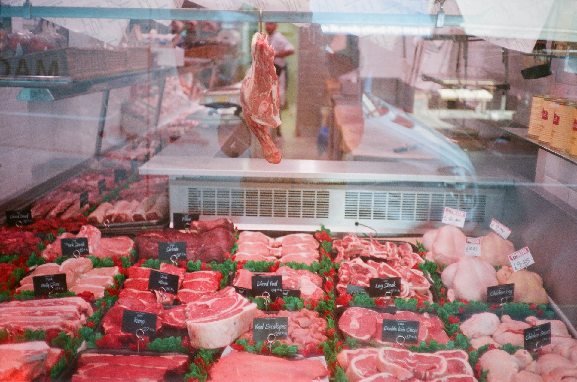 Red meat in store butcher shop