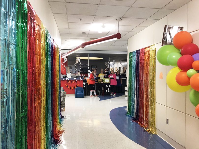 rainbow colorful hallway