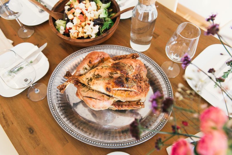 Turkey on a food table