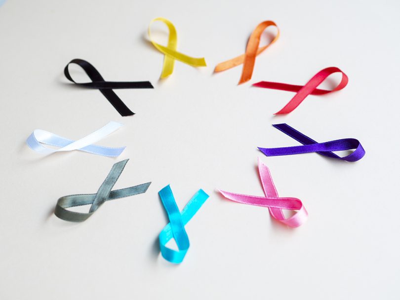 Mulitple colored cancer ribbons